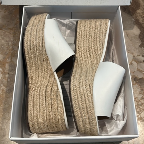 Women’s SCHUTZ Thalia White and Tan Espadrille Wedge Platform - Picture 2 of 16